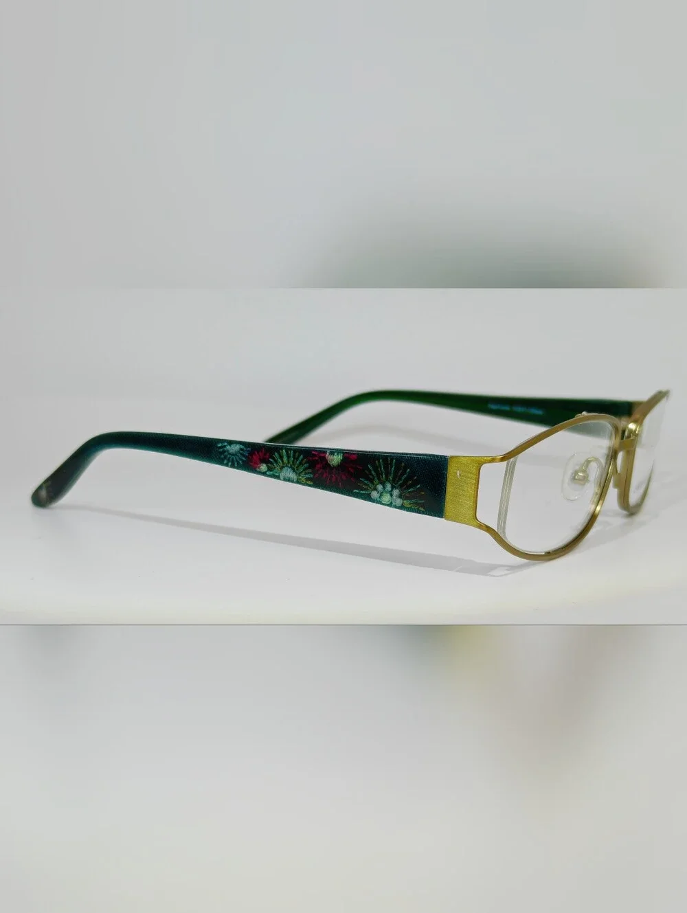 Laura Ashley. Helena. Gold Semi Rimless Metal Eyeglasses. Sage Loom.